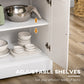 Kitchen Island With Storage Rolling Kitchen Serving Cart with Rubber Wood Top Towel Rack Storage Drawer Cabinet, White