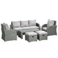 6 Pcs Patio Furniture Set with Wicker Recliner Chairs, PE Wicker Sectional Sofa Set with a 3-Seat Sofa, 2 Footstools, Table, 2 Recliner Chairs, Grey