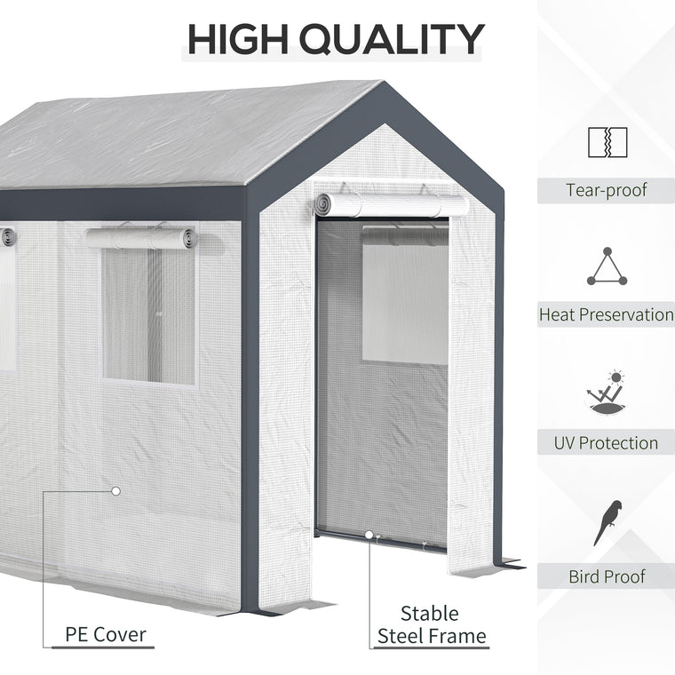 8' x 6' x 7.5' White Heavy Duty Polytunnel Greenhouse