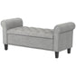 50 Inches Storage Ottoman, Upholstered Bedroom Bench with Rolled Arms and Button Tufted Storage, Light Grey