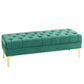 Tufted Upholstered End of Bed Bench - Dark Green