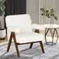 Cashmere Accent Chair Armchair with Wide Seat and Soft Padded Armrests for Reading, Bedroom, Cream White