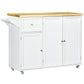 Rolling Kitchen Island with Storage, Utility Kitchen Island Cart with Drawer, Cabinets, Towel Rack and Rubber Wood Top