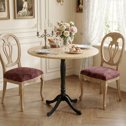 Round Pedestal Dining Table for 2-4 - Natural Wood and Black