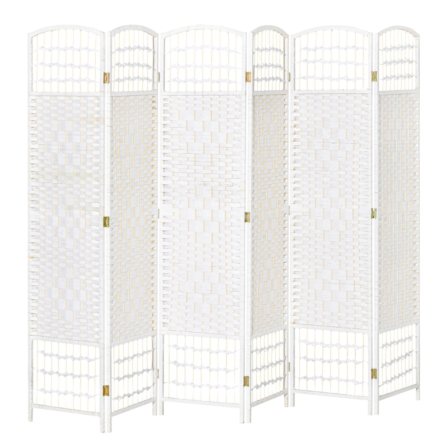 6 Panel Room Divider, 5.6 ft Tall Folding Privacy Screen, Wave Fiber Freestanding Partition Wall Divider for Home Office, White