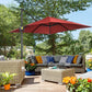 8' x 8' Square Patio Hanging Offset Umbrella with 360° Rotation, Aluminum Outdoor Cantilever Parasol with Crank & Tilt, Sun Canopy Shelter with Cross Base, Wine Red