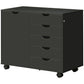 5-Drawer Lateral Filing Cabinet on Wheels - Black