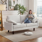3-Seater Velvet Sofa with Spring Cushions - Cream White