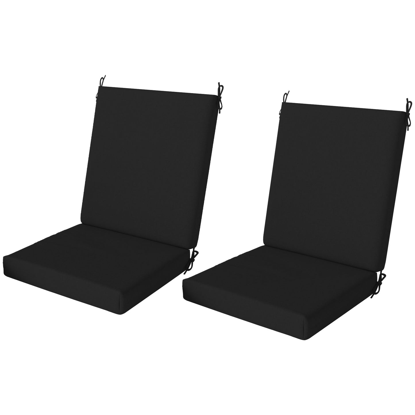Outdoor Cushions Set of 2 for Dining Chairs, Outdoor Seat Cushions with Back, Fade-Resistant Yarn-Dyed Polyester, Black