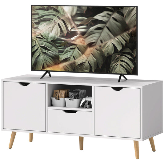 TV Stand with Drawer & 2 Cabinets, Up to 50" - White