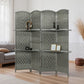6 FT Privacy Screen, 4 Panel Room Divider with Shelves for Living Room Bedroom Home Office, Grey