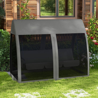Dark Grey Outdoor Swing Chaise Lounger with Canopy Netting