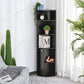5-Tier Corner Bookcase, Storage Bookshelf, Freestanding Display Shelves with Open Compartments and Cabinet for Home Office, Living Room, Study, Black