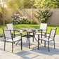 5 Piece Outdoor Patio Dining Set, Dining Table and 4 Stackable Chairs with Umbrella Hole, Shelf