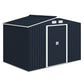 9.1'x6.4'x6.3' Garden Storage Shed w/ Foundation Kit Metal Tool Storage House w/ Double Doors Dark Grey