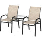 Outdoor Loveseat with Glass Table, Garden Patio Bench with Breathable Mesh Seat, High Back, Armrests, Brown