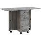 Drop Leaf Dining Table, Mobile Folding Table on Wheels with Drawers and Cabinet for Dining Room, Kitchen, Grey
