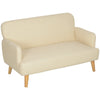 Velvet 2-Seater Loveseat with Wood Legs - Cream White