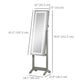 Lockable Jewelry Armoire with LED Light, Standing Mirror with Storage for Bedroom Dressing Room, Grey