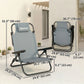Set of 2 Beach Chair 5-Position Adjustable Folding Camping Chair with Headrest Armrests Light Grey