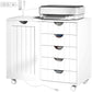 5-Drawer Mobile Lateral Filing Cabinet with USB - White