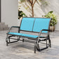 Outdoor Glider Bench, 2 Person Patio Glider Chair, Gliding Outdoor Garden Loveseat Swing Bench with Breathable Mesh Fabric, Steel Frame for Backyard, Porch, Blue