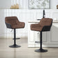 Swivel Barstools Set of 2 Adjustable Bar Stools with Footrest Armrests and PU Leather Back for Dining Room Brown