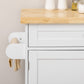 Kitchen Island with Storage, Rolling Cart Trolley with Rubberwood Top, Adjustable Shelf, Drawer, Spice Rack, White