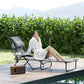Folding Lounge Chair w/ Reclining Back, Cream White - Grey Green