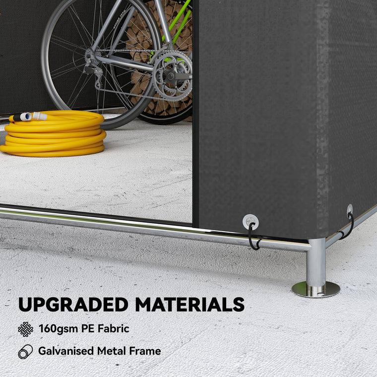 6.6' x 7.8' Galvanized Steel Bike Shed with Roll-Up Door