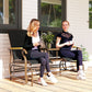 Outdoor 2-Person Glider Bench, Outside Swing Glider Chair Loveseat with Breathable Mesh, Table, Steel Frame