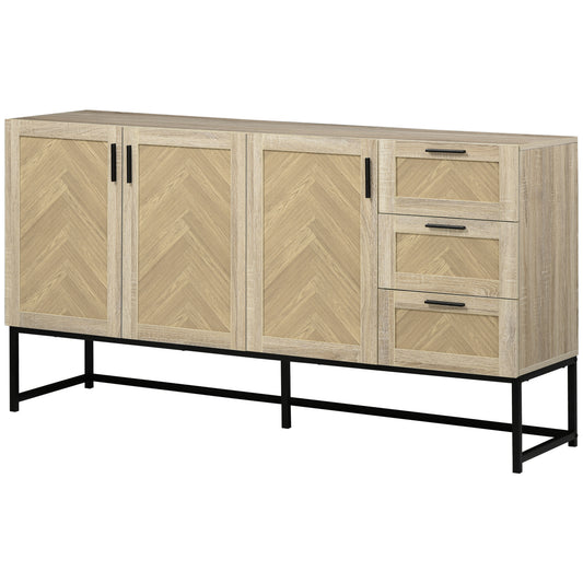Coffee Bar Cabinet with Drawers and Shelves - Oak