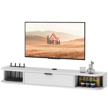 47" Floating TV Stand with Flip Drawer - White