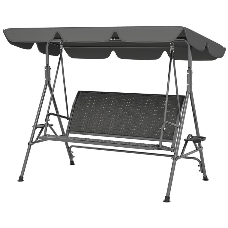 3-Seat Patio Swing Glider with Adjustable Canopy Shade