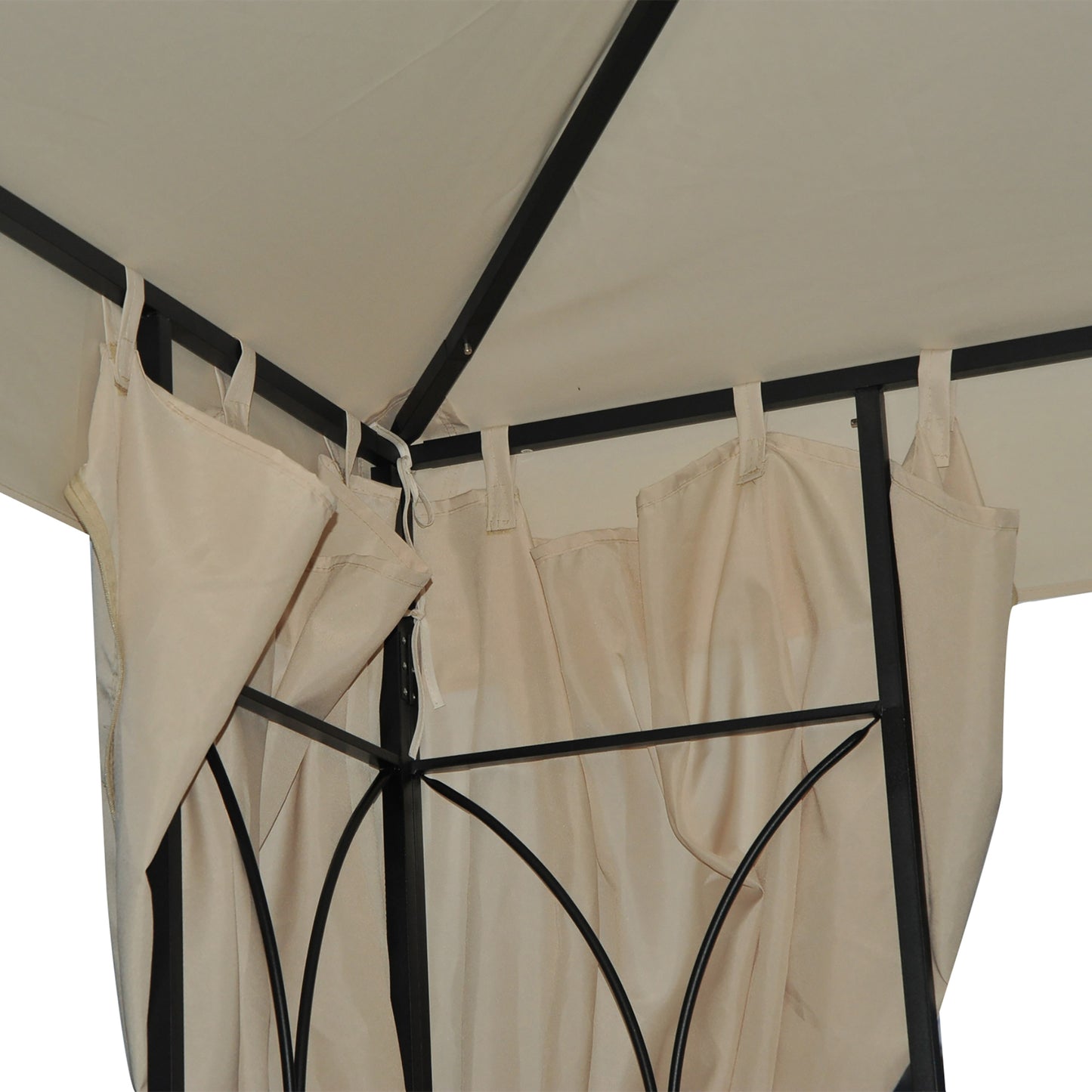 10' x 10' Patio Gazebo Outdoor, Canopy Shelter with Double-tier Roof, Pavilion Sidewalls for Garden Events, Cream White