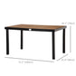 Aluminum Outdoor Dining Table for 6, Rectangular Patio Dining Table 55" L x 35.5" W x 29.25" H, Modern Garden Table for Kitchen, Dining Room, Patio, Natural