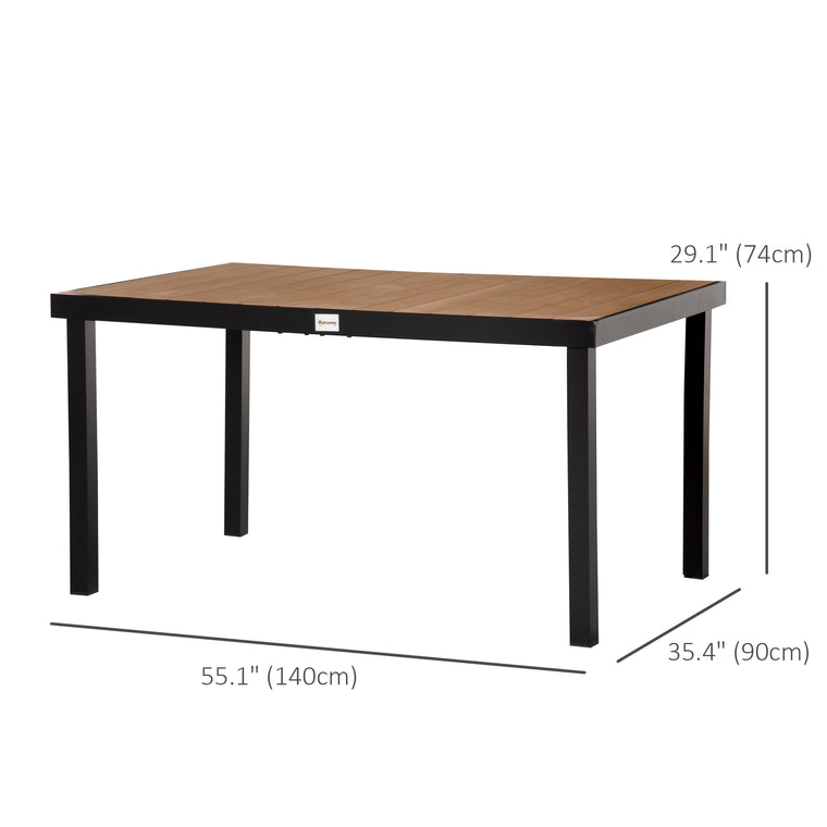 55" Rectangular Aluminum Dining Table for 6