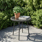 Rattan Side Table, Round Outdoor Table, with Round PE Rattan and Tempered Glass Table Top for Patio, Garden, Dark Grey