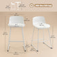 Modern Bar Stools Set of 2, PU Leather Barstools, Counter Height Kitchen Chairs for Breakfast Bars, Dining Room, White