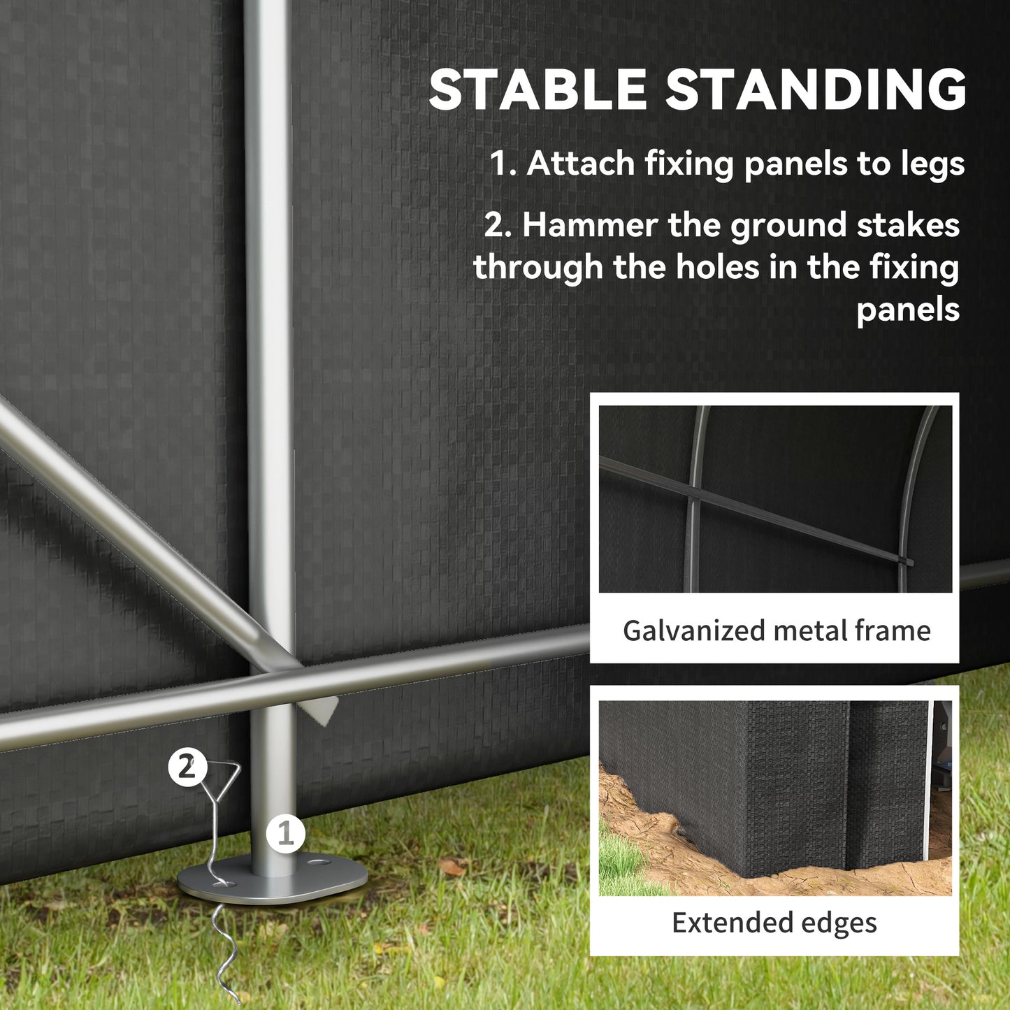Outdoor Storage Shed, Heavy Duty Galvanized Steel Portable Shed for Bike, Motorcycle, Garden Tools, Black