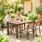 Aluminum Outdoor Dining Table for 6, Patio Rectangular Table, 47.2" x 35.4" x 29.1", Natural