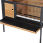 Rabbit Hutch, Wooden Bunny Cage Indoor Outdoor Bunny Hutch with Tray and Openable Water-Resistant Roof, Yellow