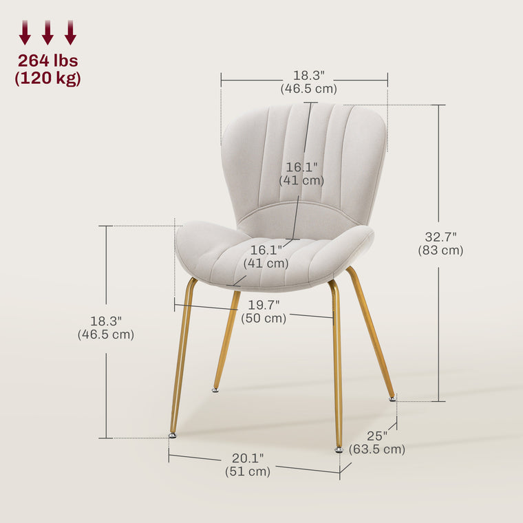 Cushioned Dining Chairs Set of 4 - Cream White