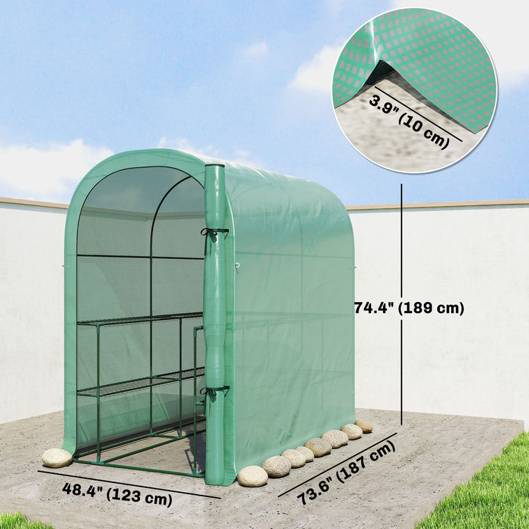 123 x 187 x 189 cm Walk-In Greenhouse with Shelves
