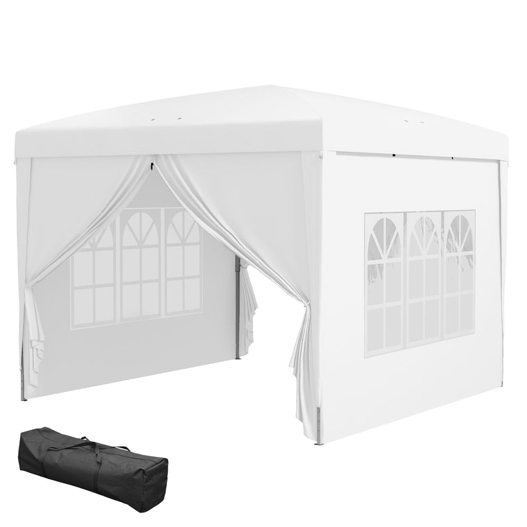 10' x 10' White Pop-Up Party Tent Gazebo with Carry Bag