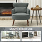 Modern Accent Chair, Upholstered Armchair with Solid Wood Legs and Lumbar Pillow for Living Room, Grey