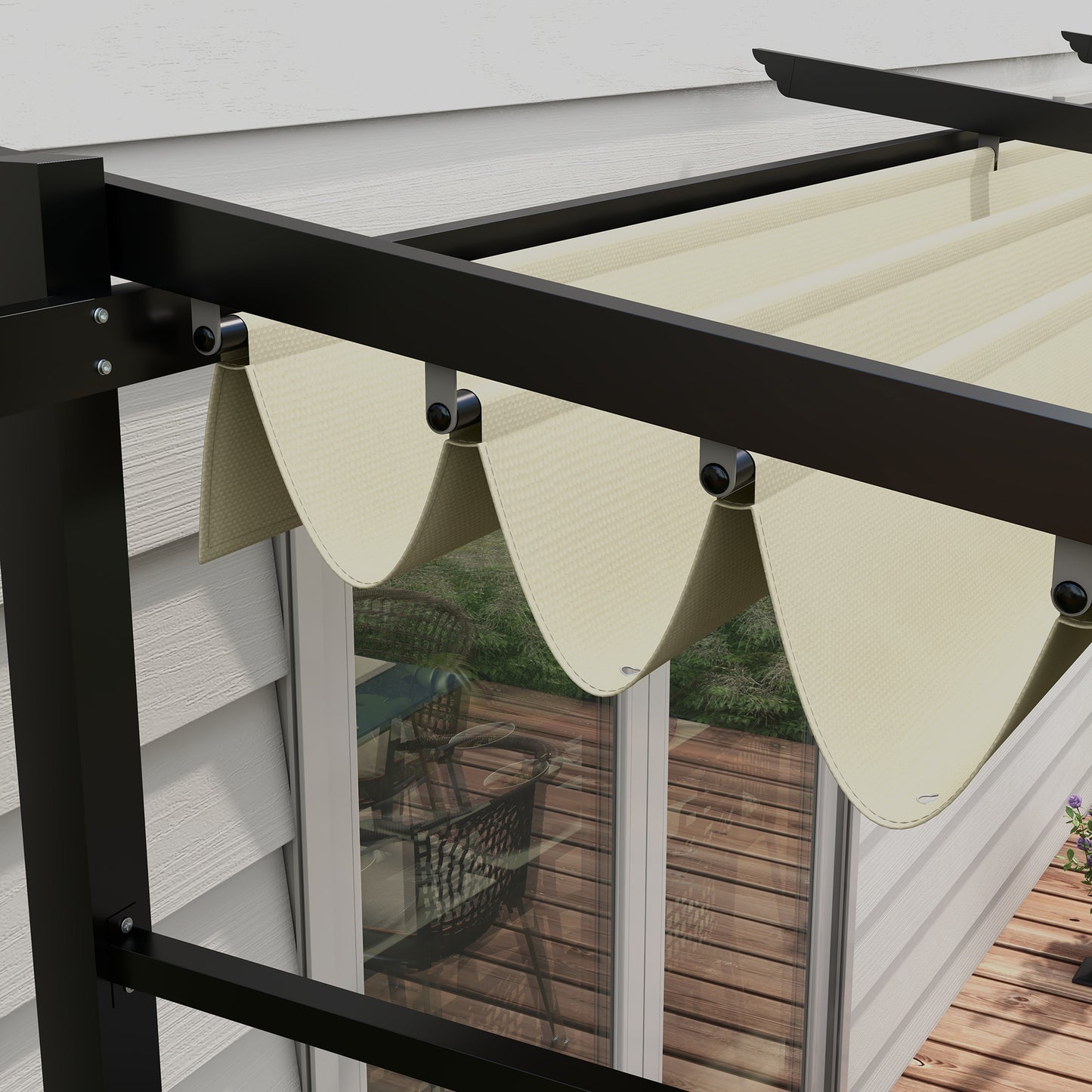 Metal Pergola with Sliding Roof Canopy, Retractable Pergola Canopy