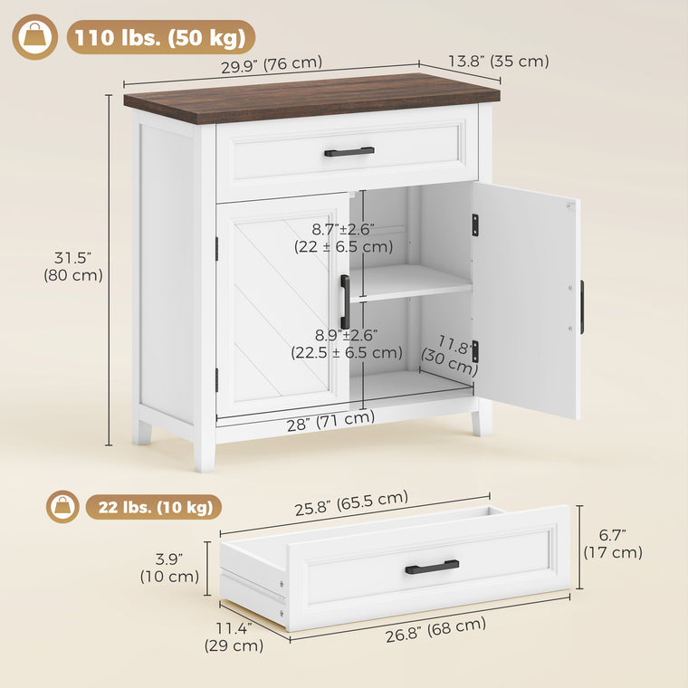 Farmhouse Sideboard Buffet Cabinet with 2 Doors