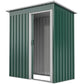 5 x 3 FT Outdoor Storage Shed with Sliding Door and Sloped Roof, Steel Frame Garden Shed Tool Equipment, Green