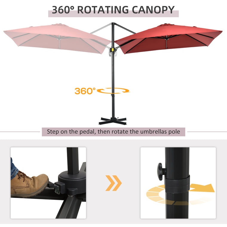 8' x 8' Wine Red Square Offset Umbrella with Crank & Tilt